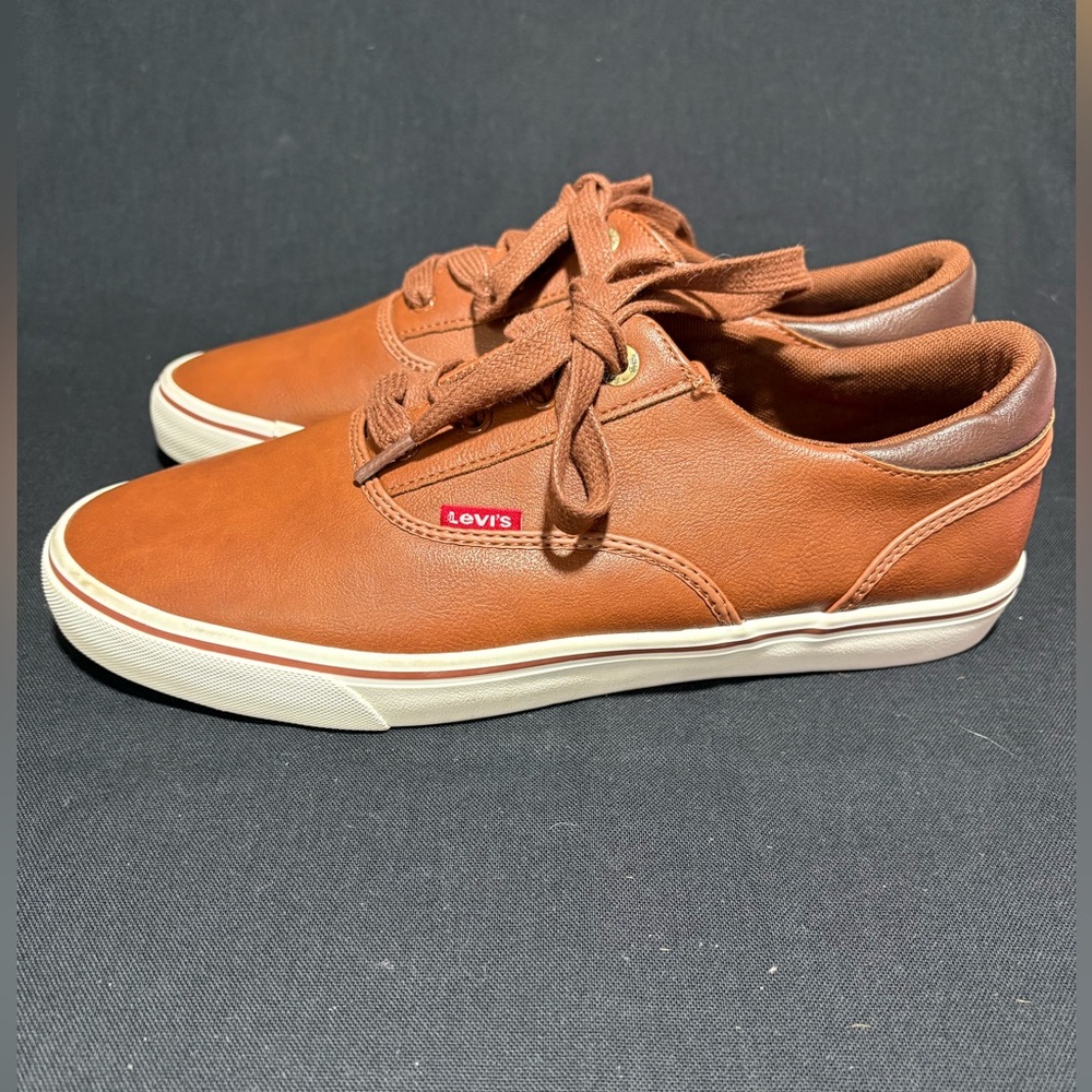 NWOT Classic Brown Levi’s Men’s Perfect Waxed Sneakers Size 10 - Picture 3 of 7